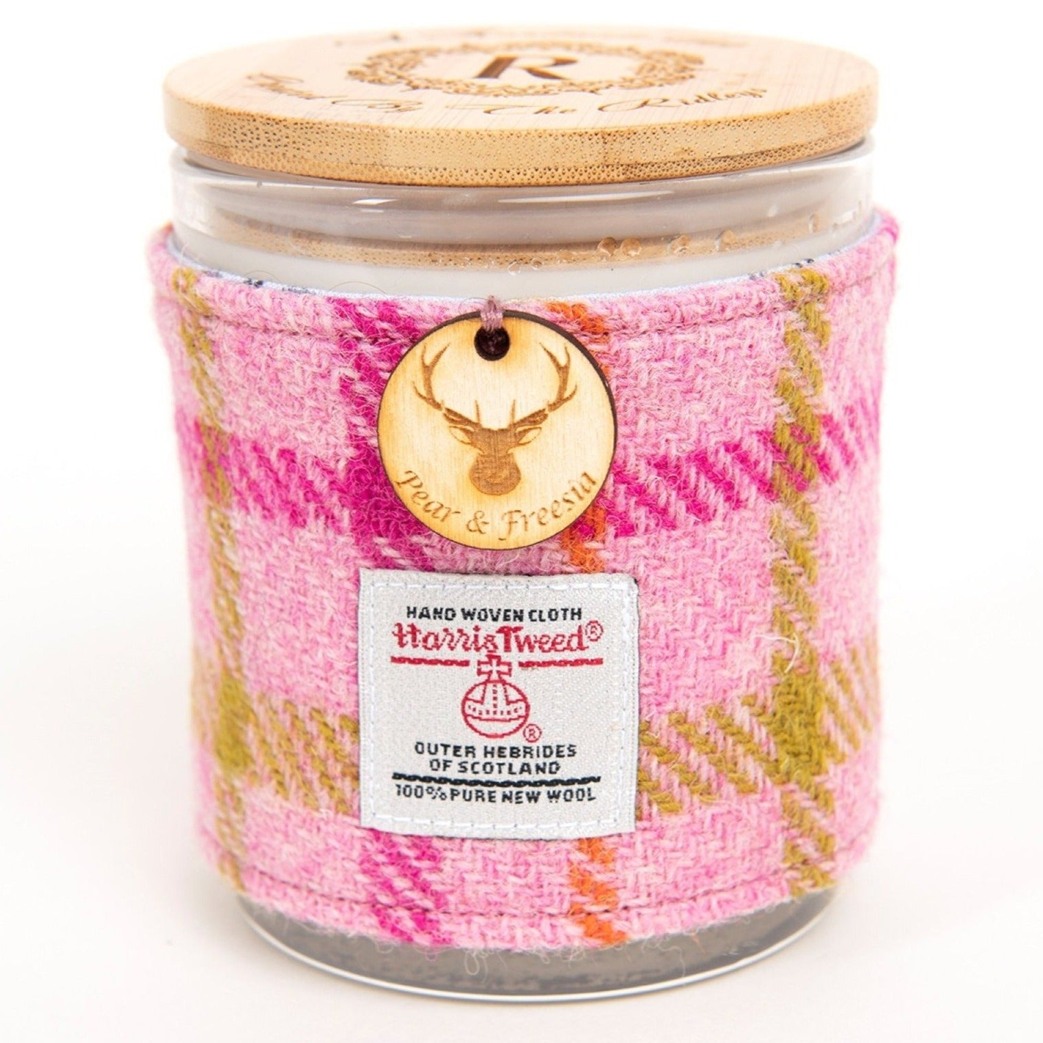 Pear and Freesia Soy Candle with Harris Tweed Sleeve