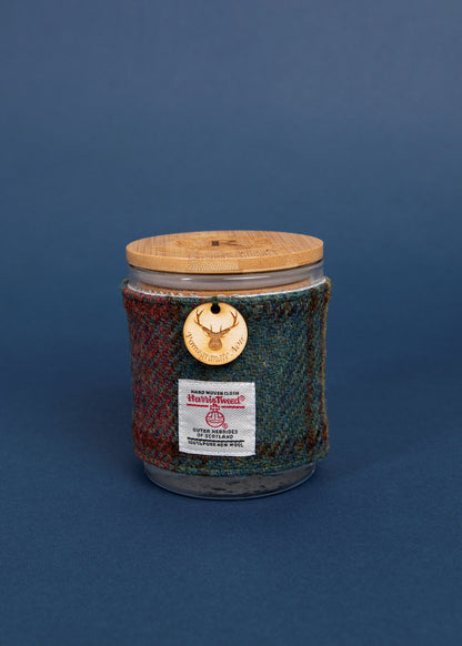 Pomegranate Noir Soy Candle with Harris Tweed Sleeve