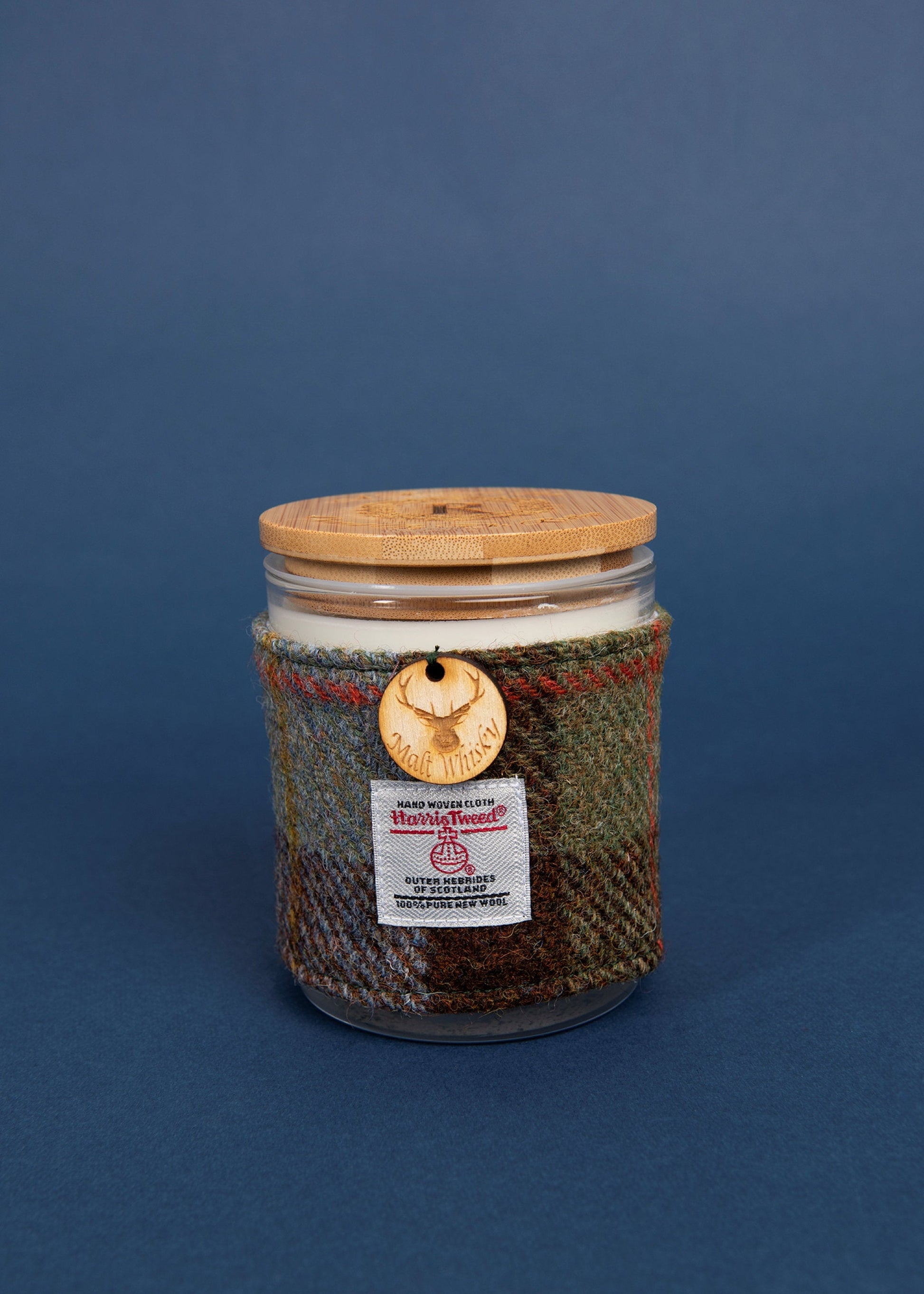 Malt Whisky Scented Soy Candle with Harris Tweed Sleeve