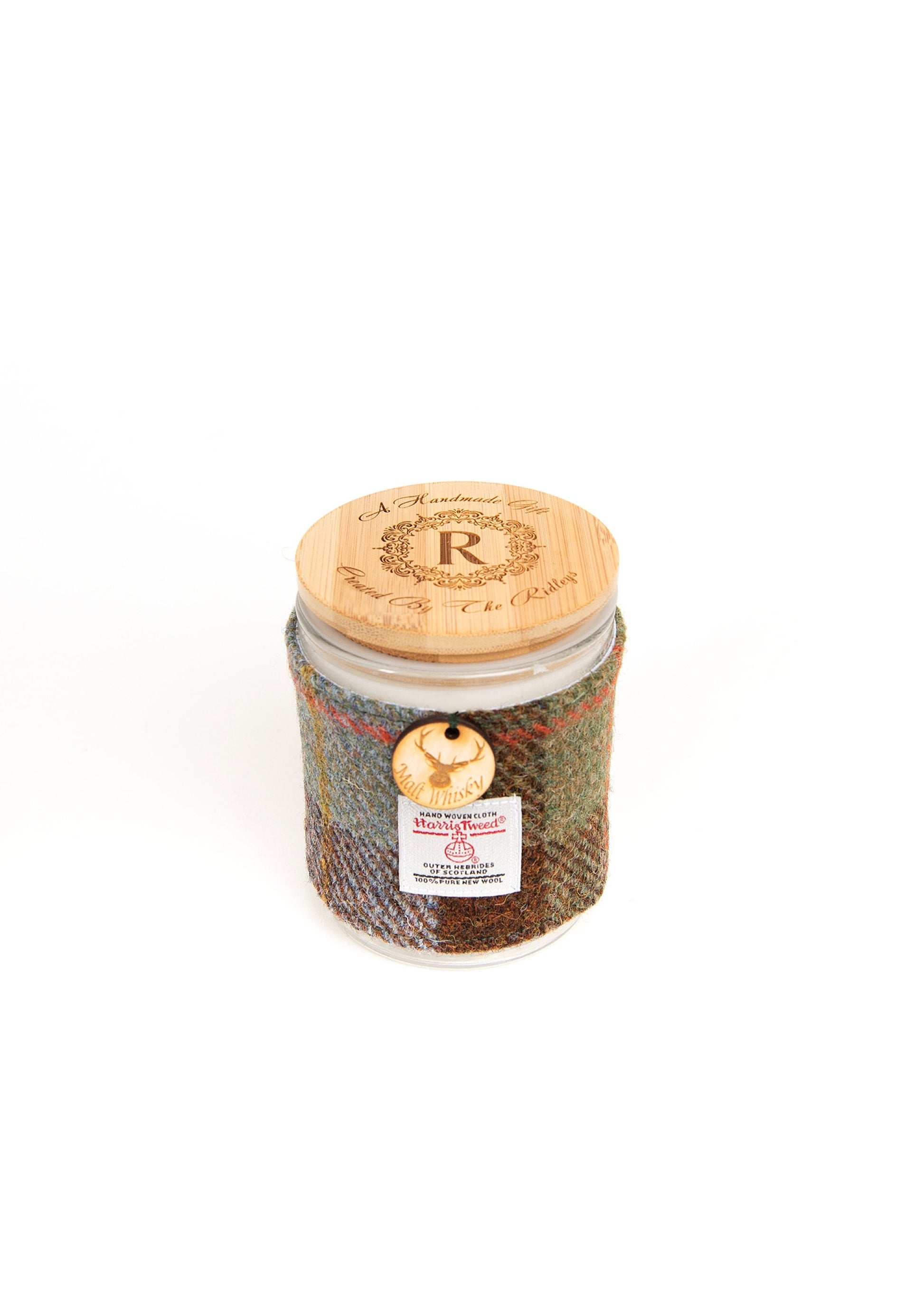 Malt Whisky Scented Soy Candle with Harris Tweed Sleeve
