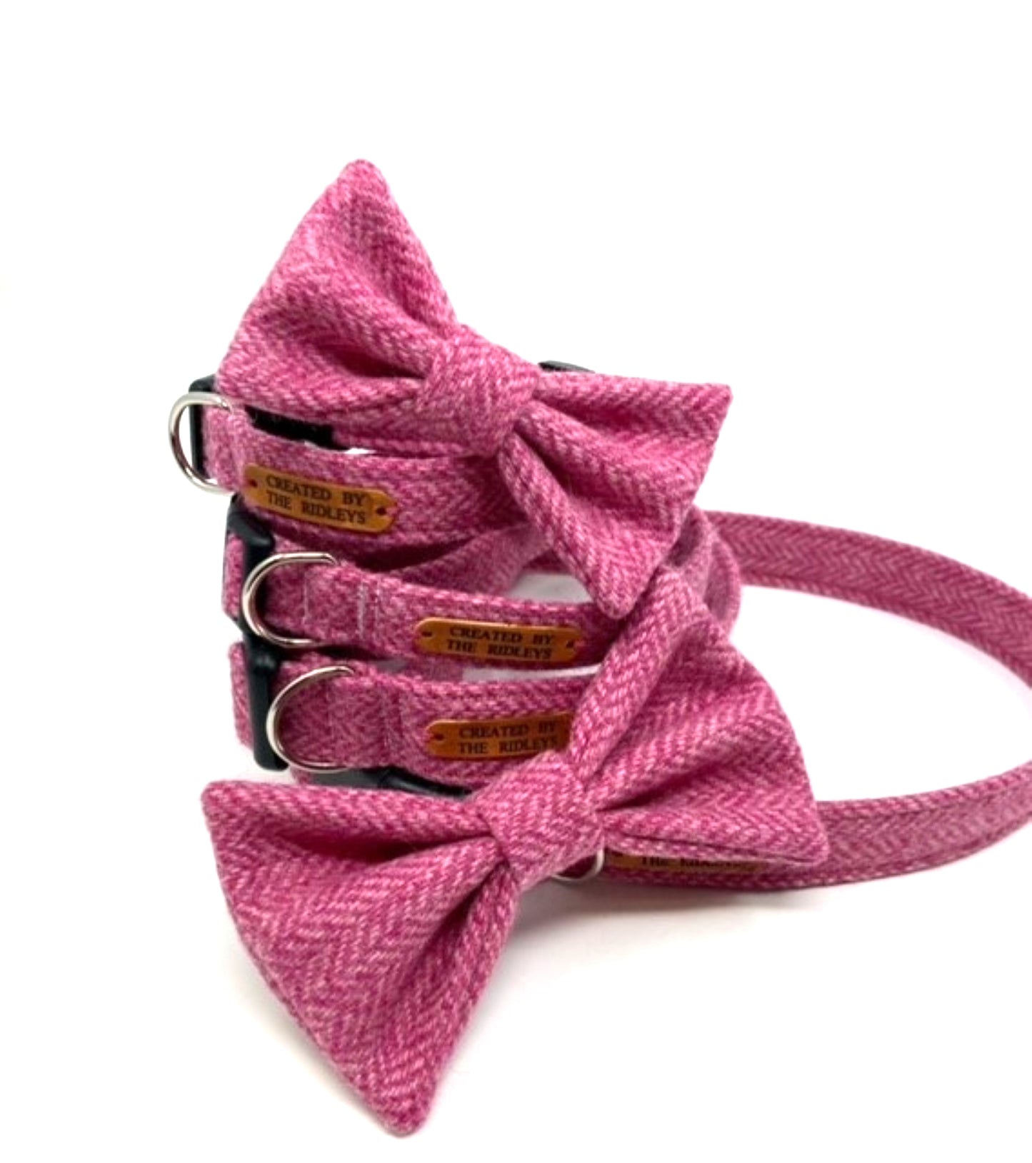 Tweed Dog Collar - Pink Herringbone